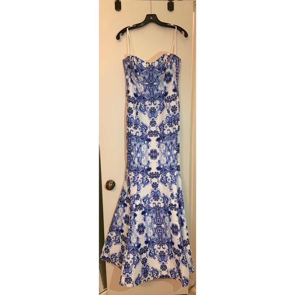 Blue and White Long Dress